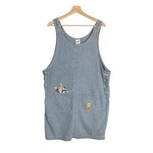 Vintage Warner Brothers Looney Tunes 90s Jean Dress Size Large